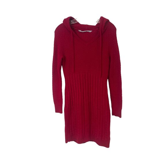 Athleta Cable Knit 100% Merino Wool Outdoor Coastal Hooded Borealis Dress Sz XS - Picture 2 of 5